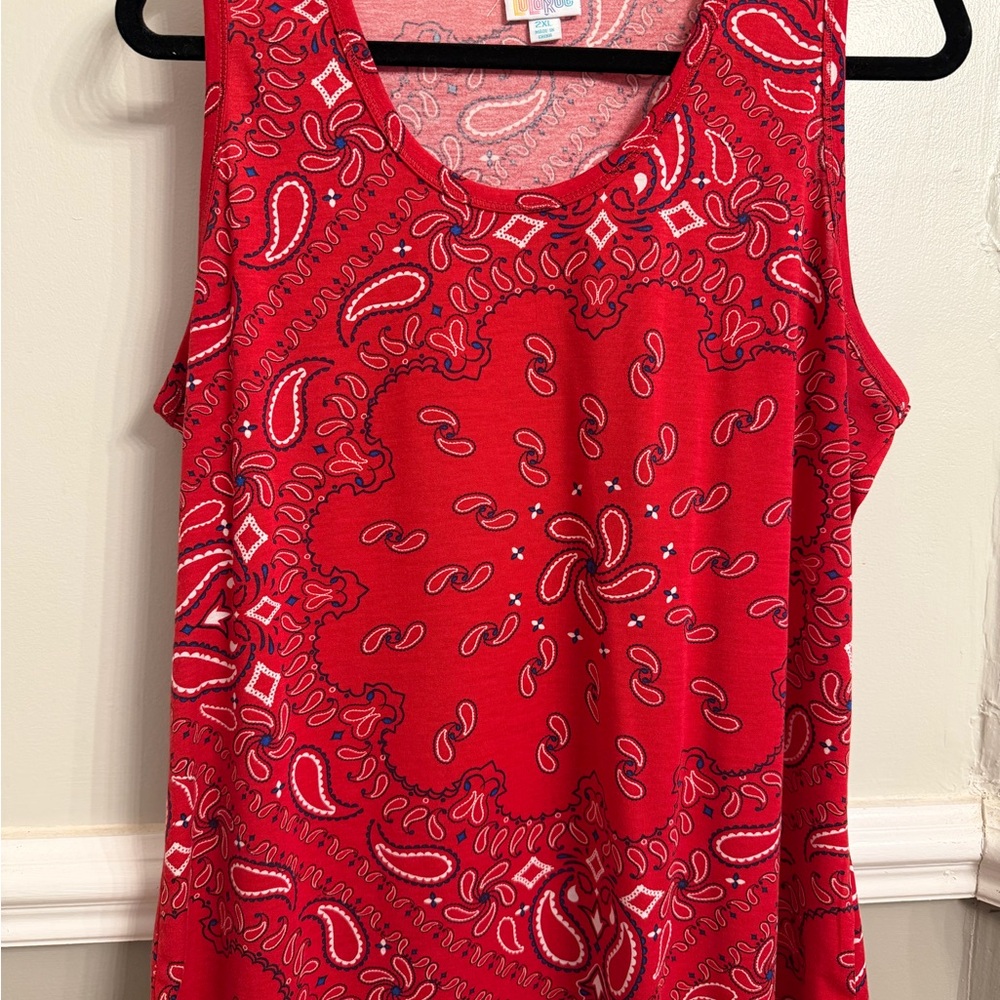 LuLaRoe Red Bandana Print Tank Top
